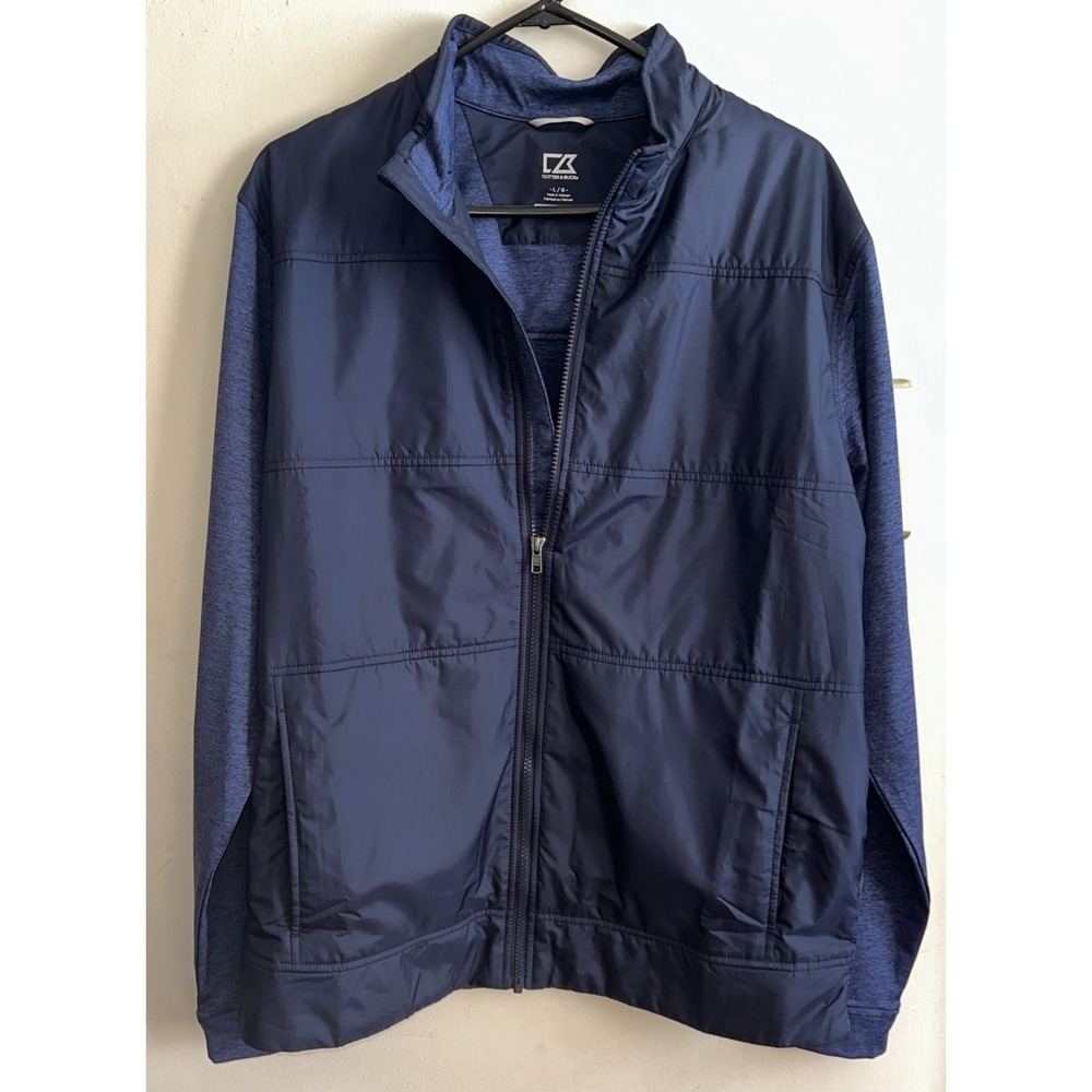 Cutter & Buck CB DryTec Men Large Full Zip Navy Blue Golf Athletic Jacket Coat